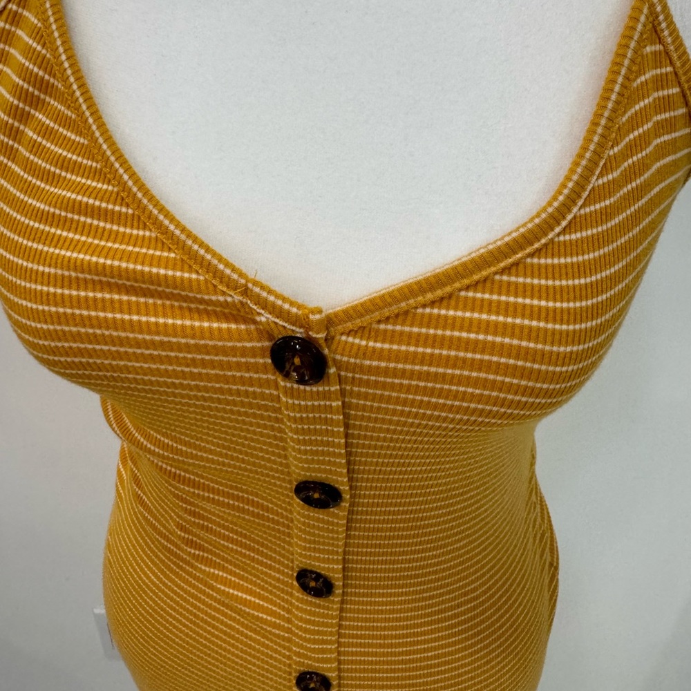 Yellow Button-Down Ribbed Dress - Picture 2 of 3